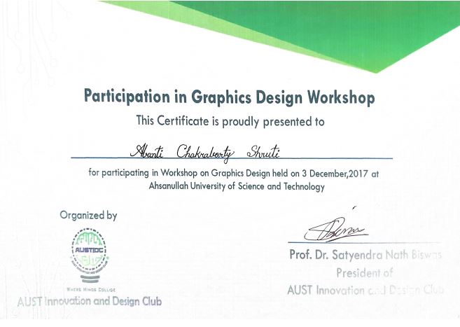 Graphic Design Workshop certificate